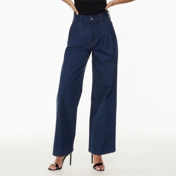 Denim Forum Denim - Aritzia Denim Forum high rise Belinda Blue Jeans with Modern Wide-Leg Fit 25x30